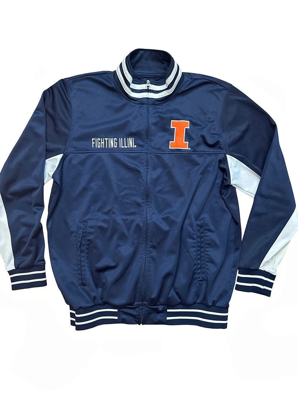 Illinois Fighting Illini Y2K NCAA Zip Up Track Jacket Size XXL Men’s Carl Banks